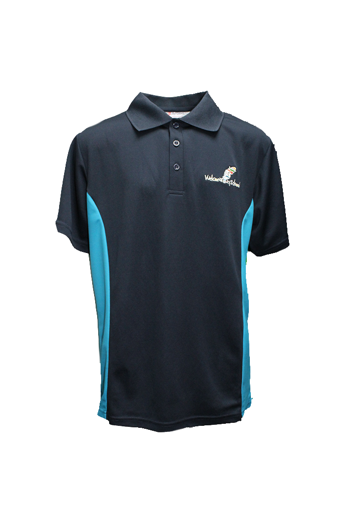 Welcome Bay School Polo SS Navy/Teal